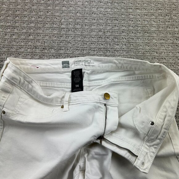 MOSSIMO Denim Legging Pants Women Size 14 White Jeans Zip Bottoms Stretchy - Picture 3 of 12